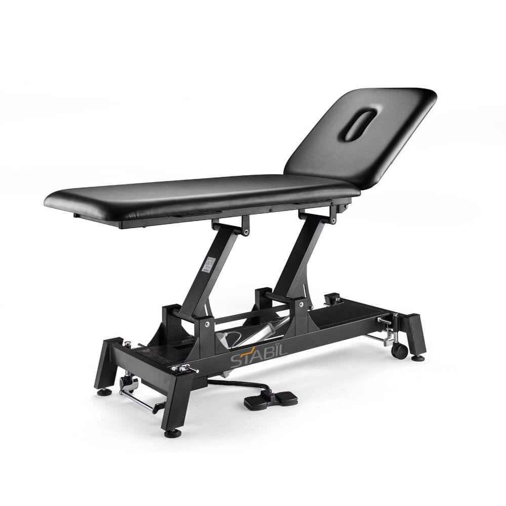STABIL 2-Section Treatment Table / Black Frame / Black Upholstery - 360 Degree Operation - Stabil