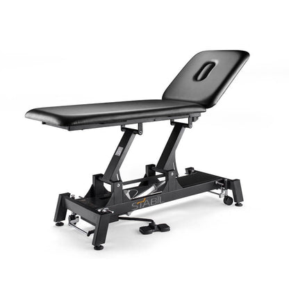 STABIL 2-Section Treatment Table / Black Frame / Black Upholstery - 360 Degree Operation - Stabil