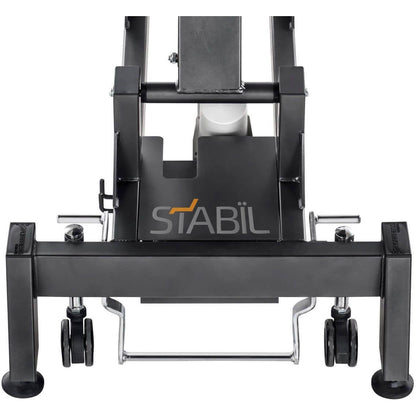 STABIL 3-Section Hydraulic Treatment Table / White Frame / Blue Upholstery
