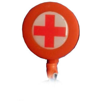 Red Cross Retractable ID Tag