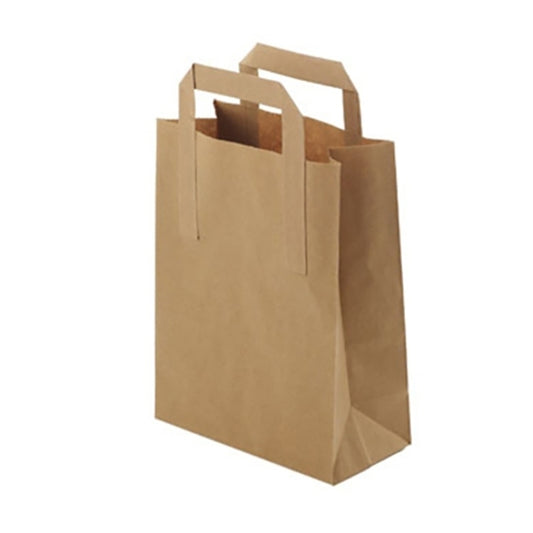 Brown Paper Bag x 125 - 8.5 x 13 x 10 Inches - Bunzl Catering Supplies