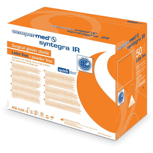 Syntegra IR Surgeons Polyisoprene Sterile Gloves - Size 8.5 - Box of 50 - Blue Dot
