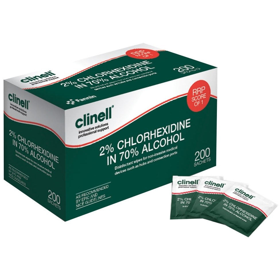 Clinell Alcohol 2 Chlorhexidine Sachet Wipes Medisave UK