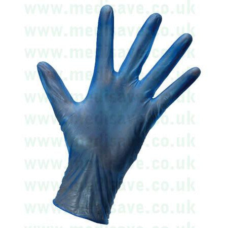 Protector Blue Vinyl PrePowdered Gloves Medium CASE of 1000