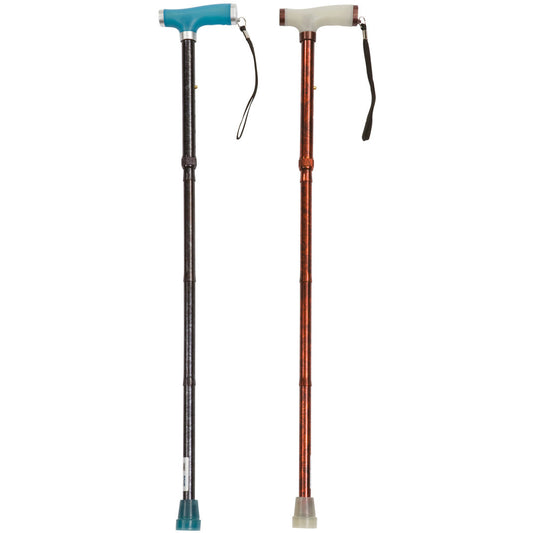 Folding Walking Stick With Glow Grip Handle - Copper