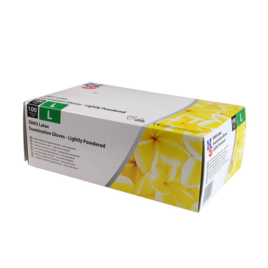 Latex Powdered Gloves - Large x 100 - 