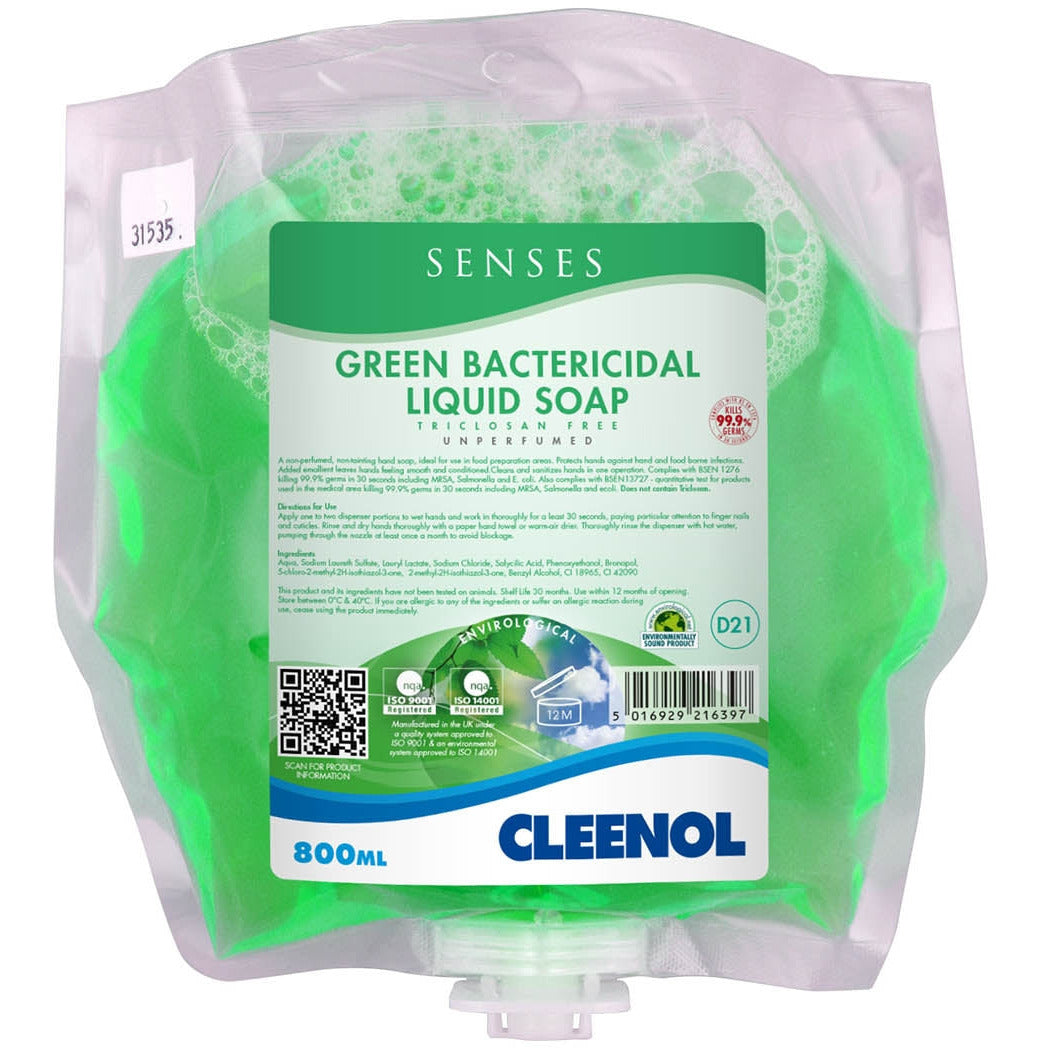 Senses Green Bactericidal Liquid Soap Triclosan Free 800ml Medisave UK