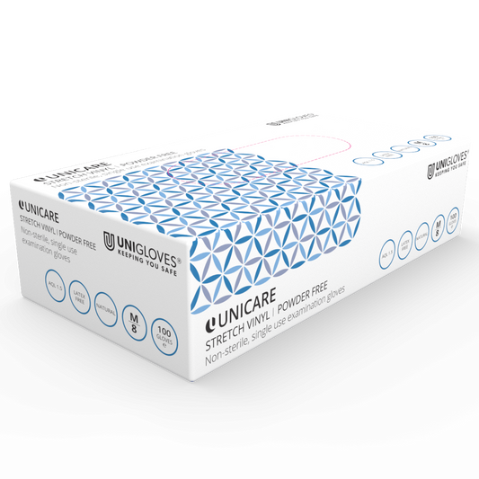 Unicare Stretch Vinyl Gloves - Large - Box Of 100 - Discontinued