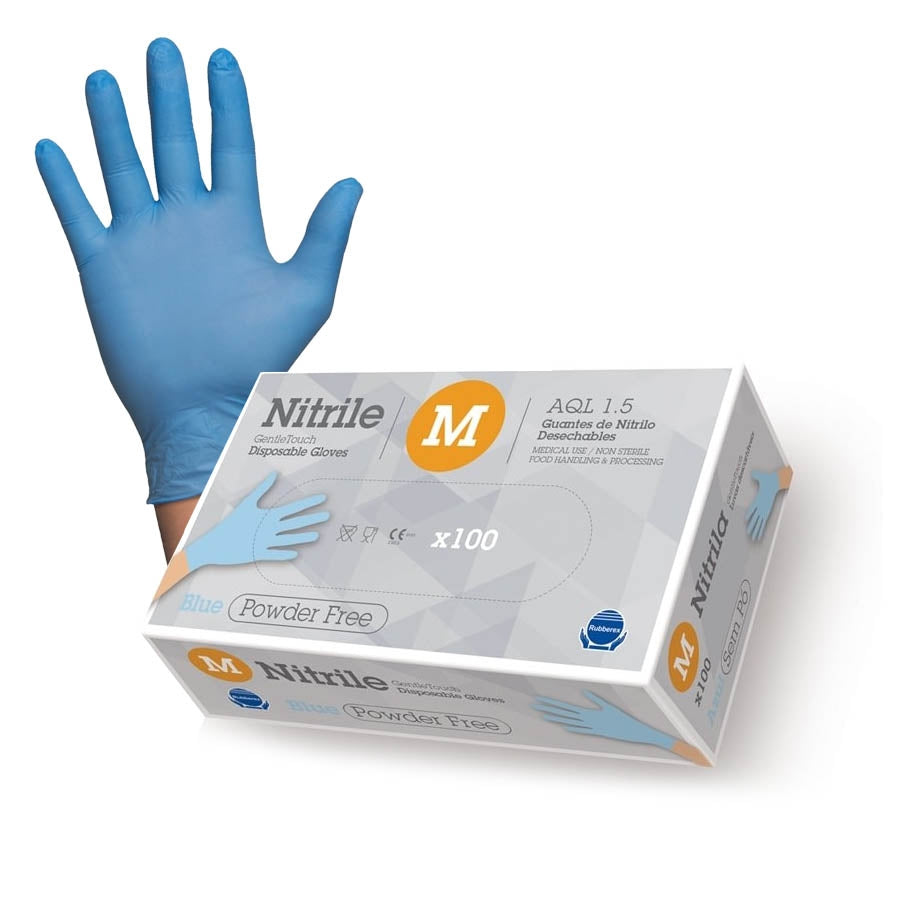 Nitrile Gloves Medium - Pack of 100 [Cat III PPE Medical Grade) - Rubberex