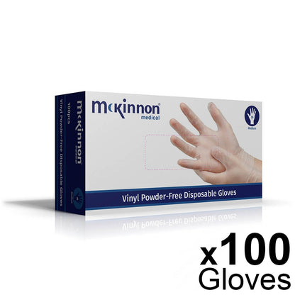 McKinnon Medical MEDIUM Vinyl Powder-Free Non-Sterile Gloves (Box 100) - McKinnon