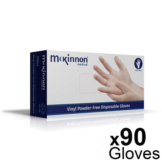 McKinnon Medical EXTRA-LARGE Vinyl Powder-Free Non-Sterile Gloves (Box 90) - McKinnon