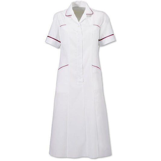 Women's White Dress with Contrasting Trim - 