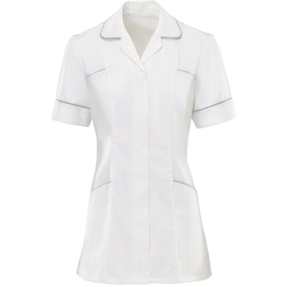 Women's White Tunic Top with Contrasting Trim - 