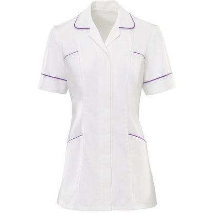 Women's White Tunic Top with Contrasting Trim - 