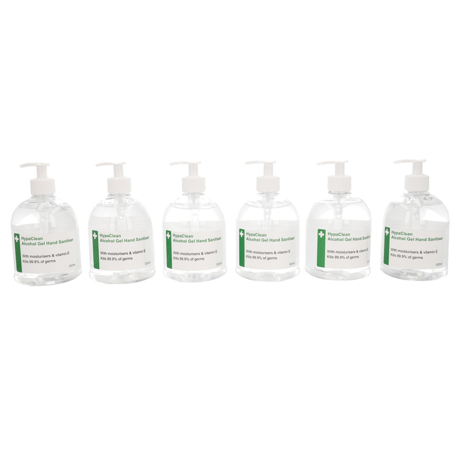 HypaClean 70% Alcohol Hand Gel 500ml x 6 Bottles - Safety First Aid