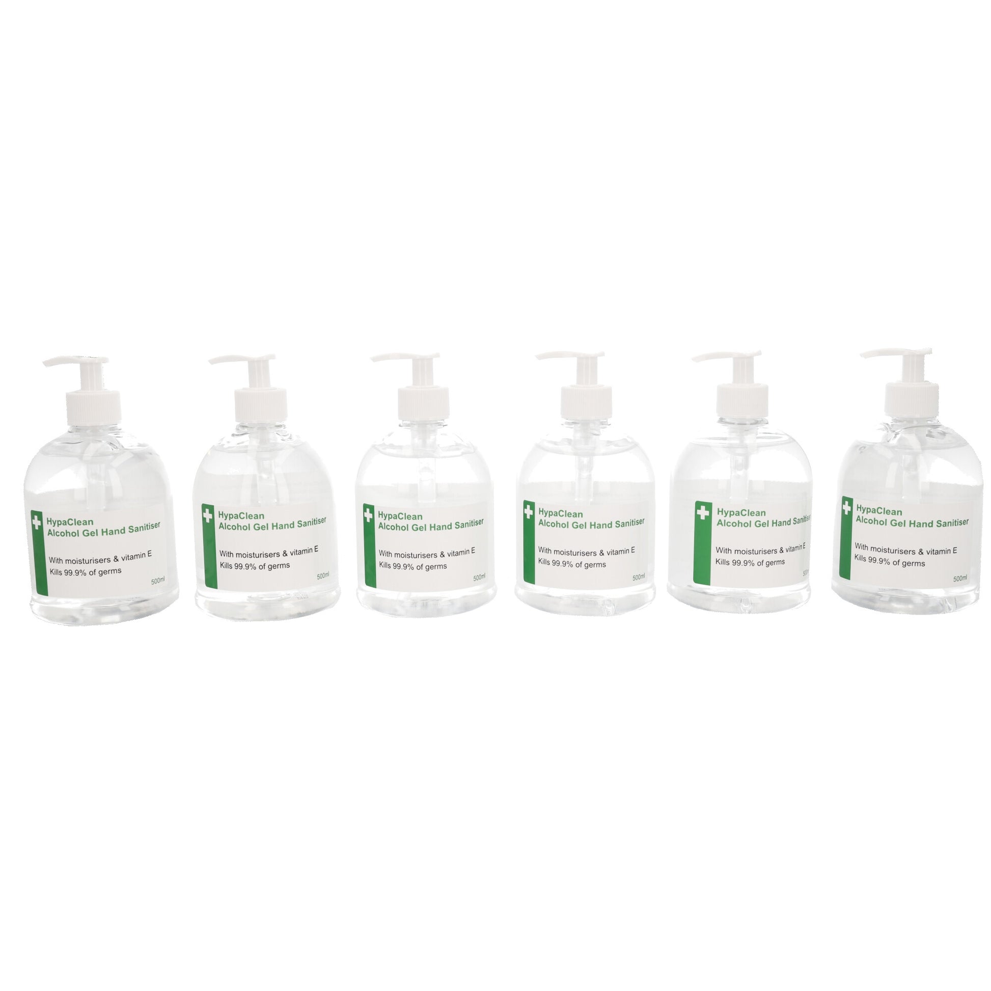 HypaClean 70% Alcohol Hand Gel 500ml x 6 Bottles - Safety First Aid