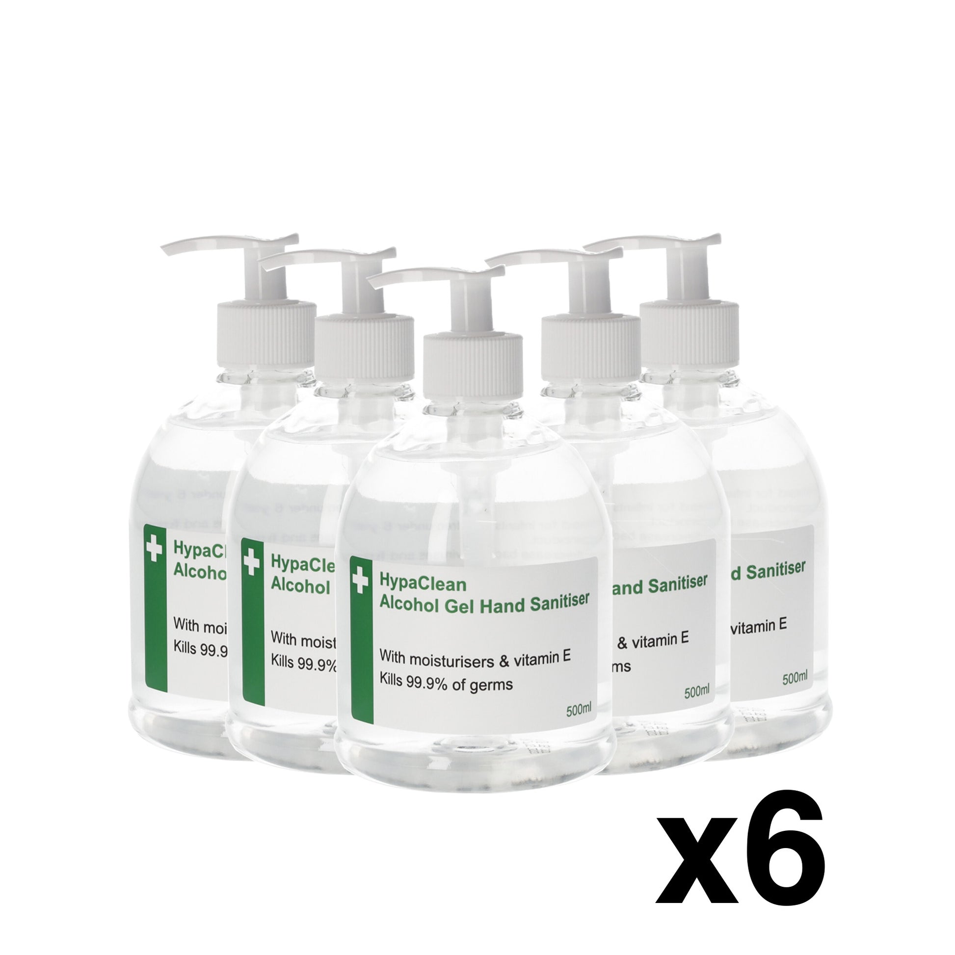 HypaClean 70% Alcohol Hand Gel 500ml x 6 Bottles - Safety First Aid