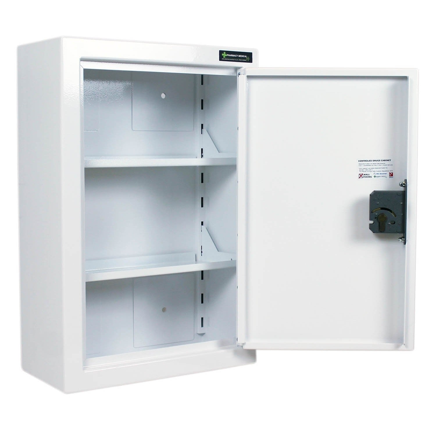 Controlled Drugs Cabinet 850 X 500 X 300mm | 3 Shelves (Adjustable) + Fixed Door Shelves | R/H Hinge / Warning Light - HEC Cabinets