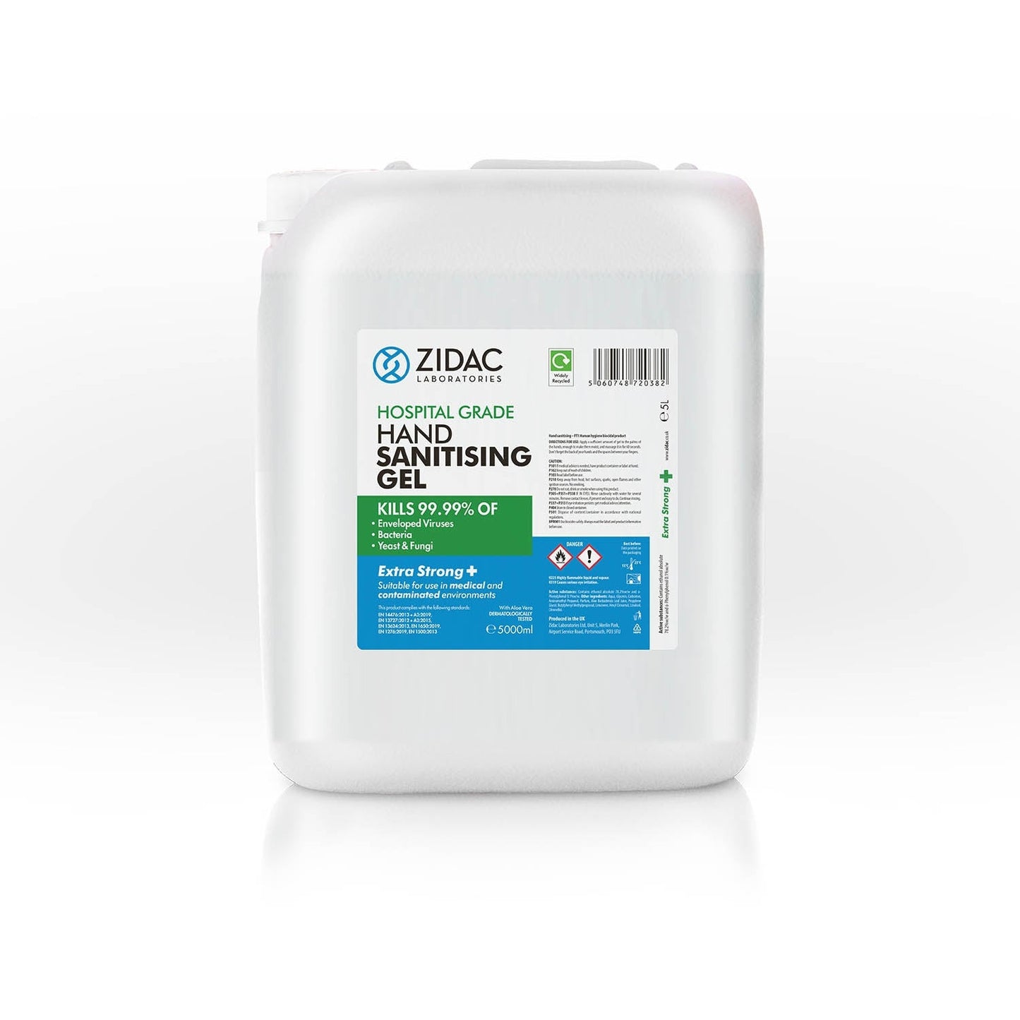 Zidac Hospital Grade Hand Sanitising Gel - 5 Litre - Zidac Laboratories