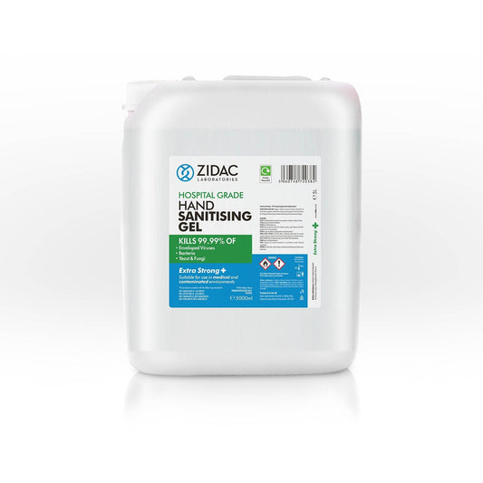 Zidac Hospital Grade Hand Sanitising Gel - 5 Litre - Zidac Laboratories