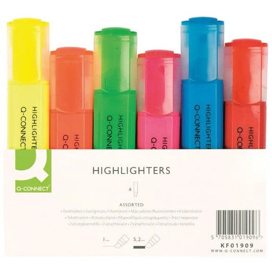 Highlighter Pens - Assorted - Pack of 6