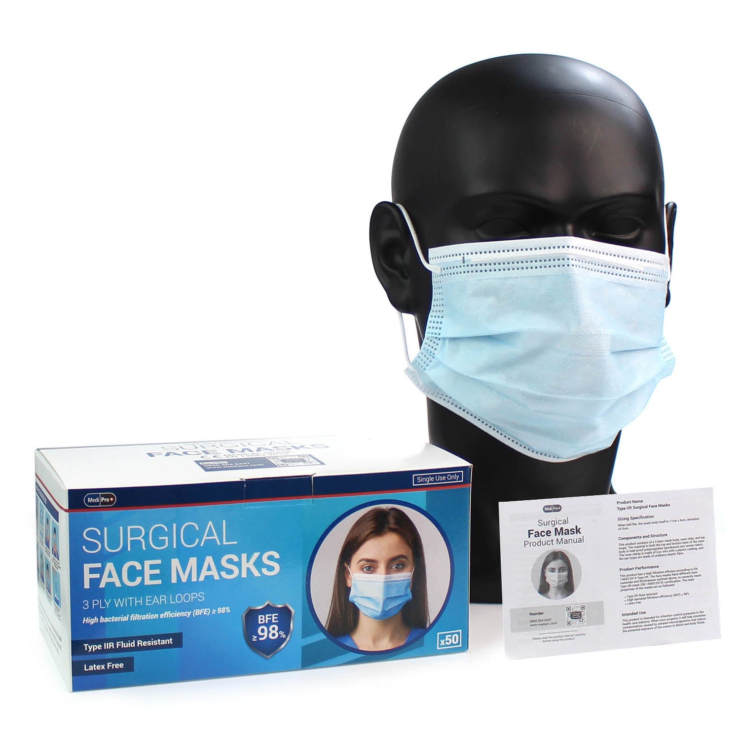 Type IIR Surgical Face Masks x 50 - MediPro