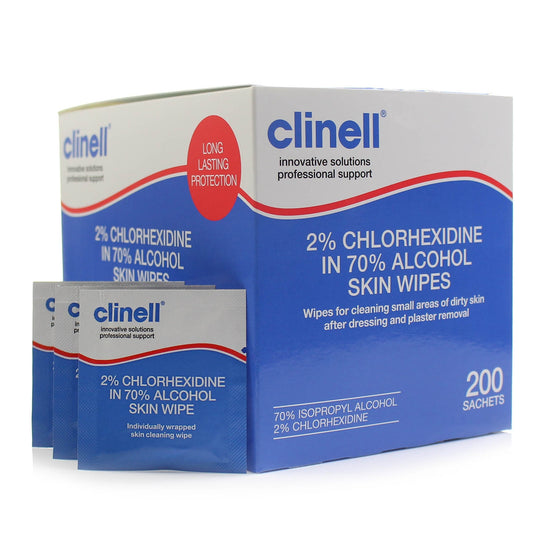 Clinell Alcoholic 2% Chlorhexidine Skin Wipes x 200 - Clearance - Clinell