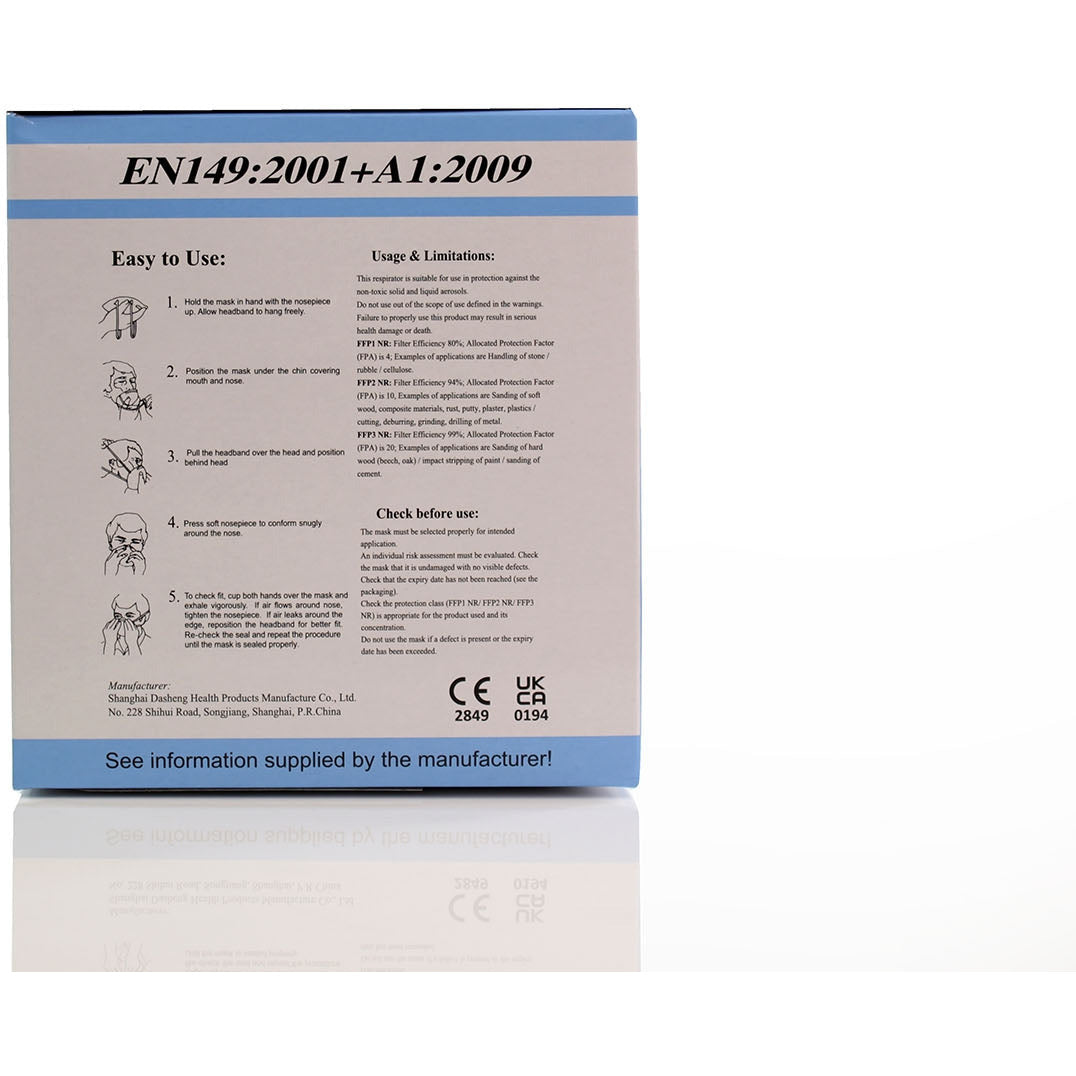 FFP2 Unvalved Face Mask (Box of 20 Masks) - Dasheng