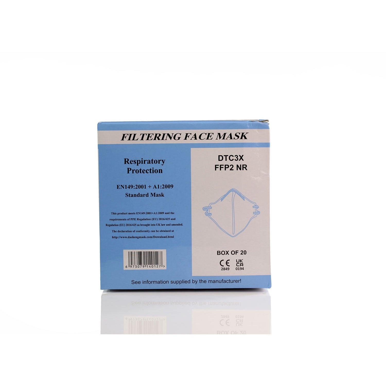 FFP2 Unvalved Face Mask (Box of 20 Masks) - Dasheng