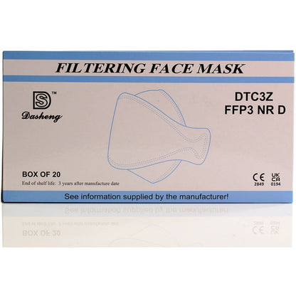 FFP3 Unvalved Face Masks (Box of 20 Masks) - Dasheng