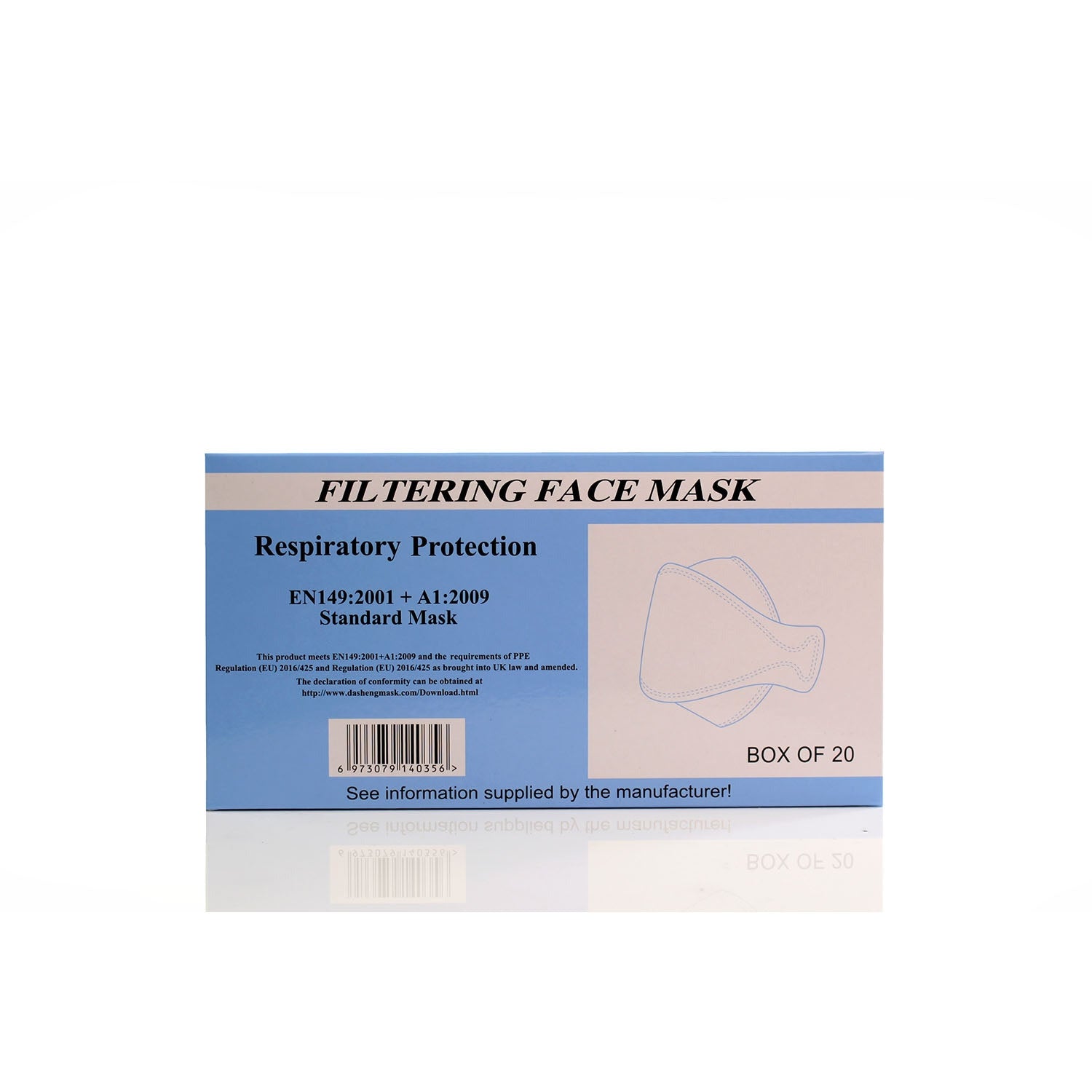 FFP3 Unvalved Face Masks (Box of 20 Masks) - Dasheng