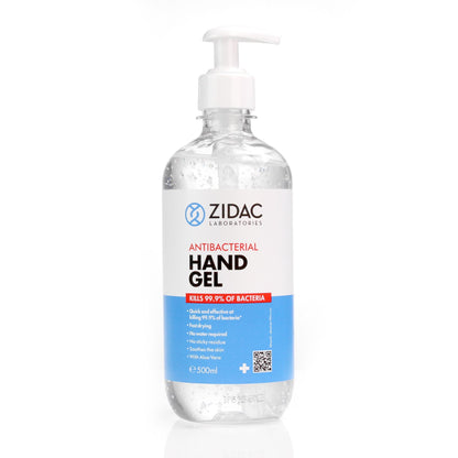 Zidac 70% Alcohol Hand Sanitiser - 500ml Pump Top - Hospital Grade - Zidac Laboratories