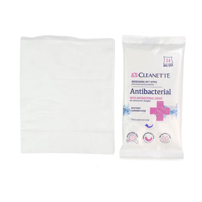 Cleanette Antibacterial Wipes - Pack of 24 Wipes - Discontinued