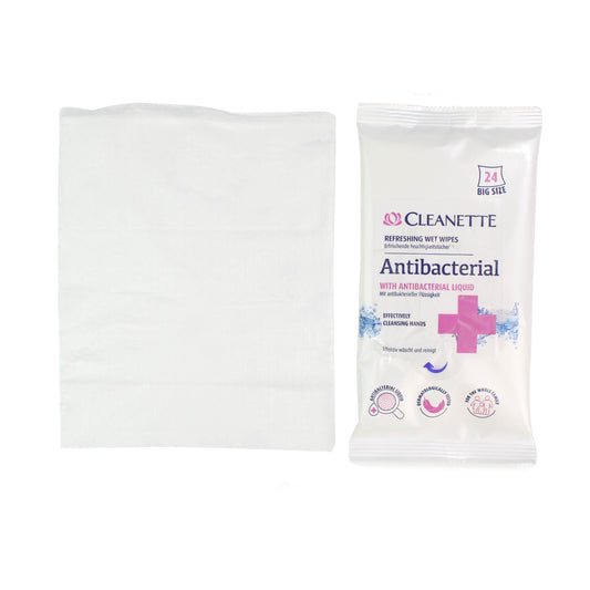 Cleanette Antibacterial Wipes - Pack of 24 Wipes - Discontinued