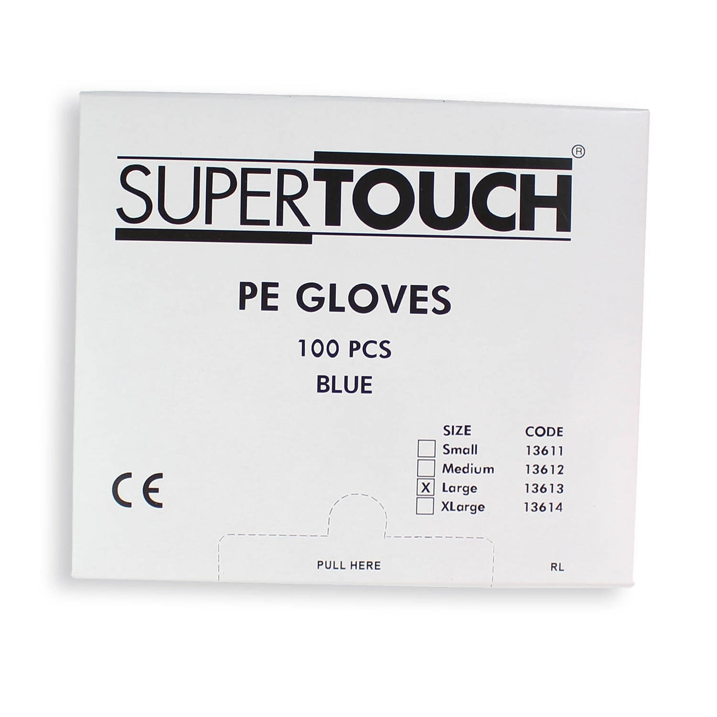 Blue Polythene Powder Free Gloves - Large - Box of 100 - Supertouch