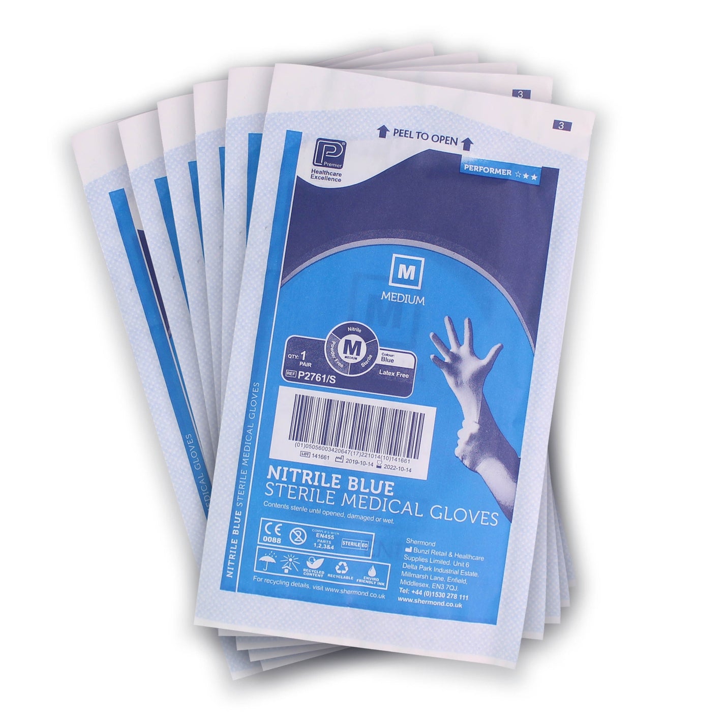 Blue Sterile Nitrile Gloves Pair Single Large Medisave UK