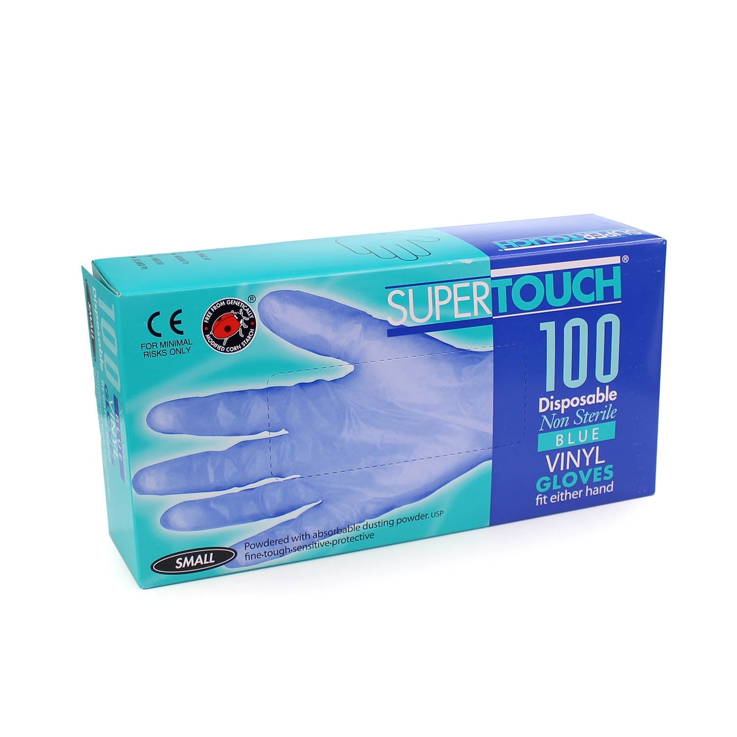 Supertouch Blue Vinyl Powdered Gloves - Small - Pack of 100 - Supertouch