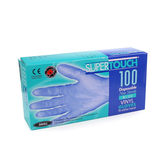 Supertouch Blue Vinyl Powdered Gloves - Small - Pack of 100 - Supertouch