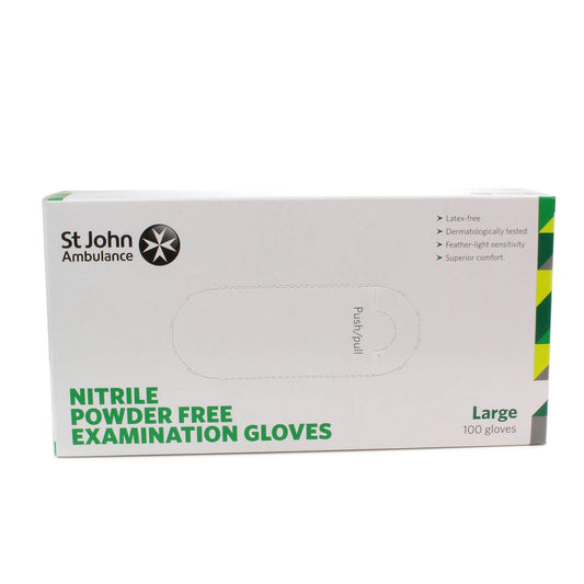 Nitrile Powder Free Examination Gloves x 100 - Large [AQL 1.5] - St John