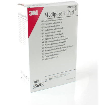 Medipore + Pad Soft Cloth Adhesive 10 x 15 Box of 25 - 3M