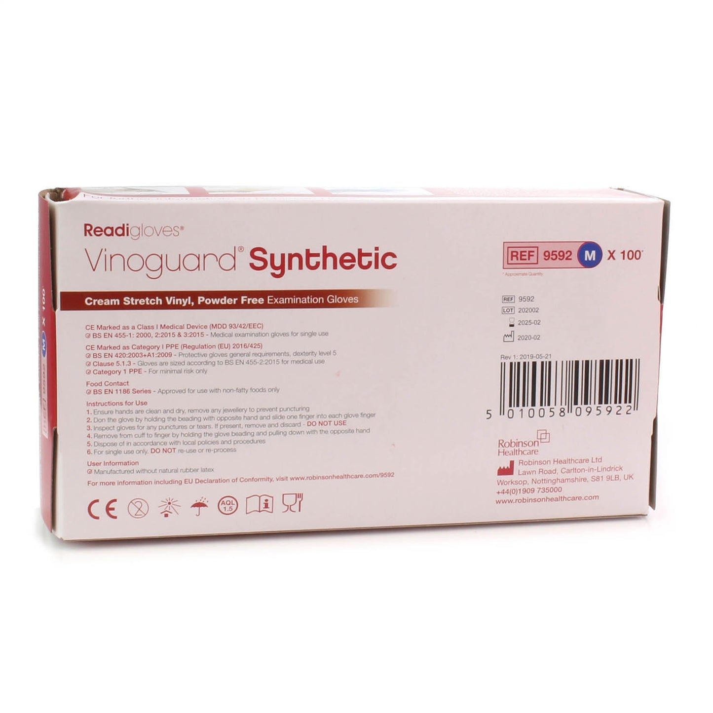 Vinoguard Synthetic Stretch Vinyl Gloves x 100 - Medium - Robinsons