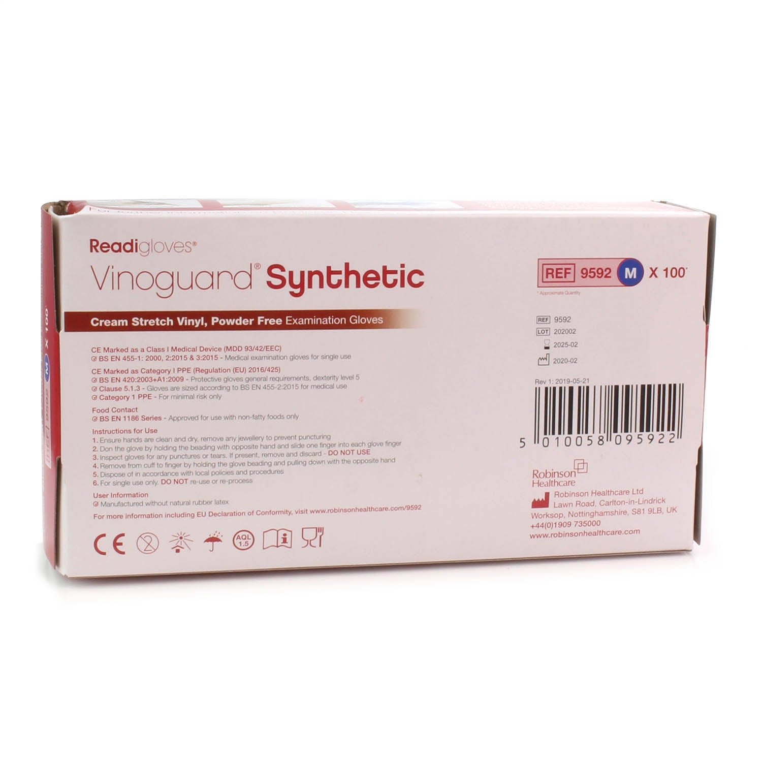 Vinoguard Synthetic Stretch Vinyl Gloves x 100 - Medium - Robinsons