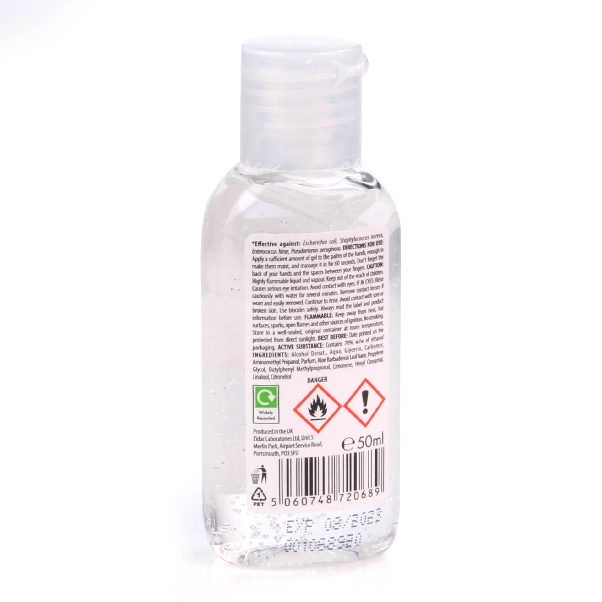 Zidac 70% Alcohol Hand Gel - 50ml - Hospital Grade - Zidac Laboratories