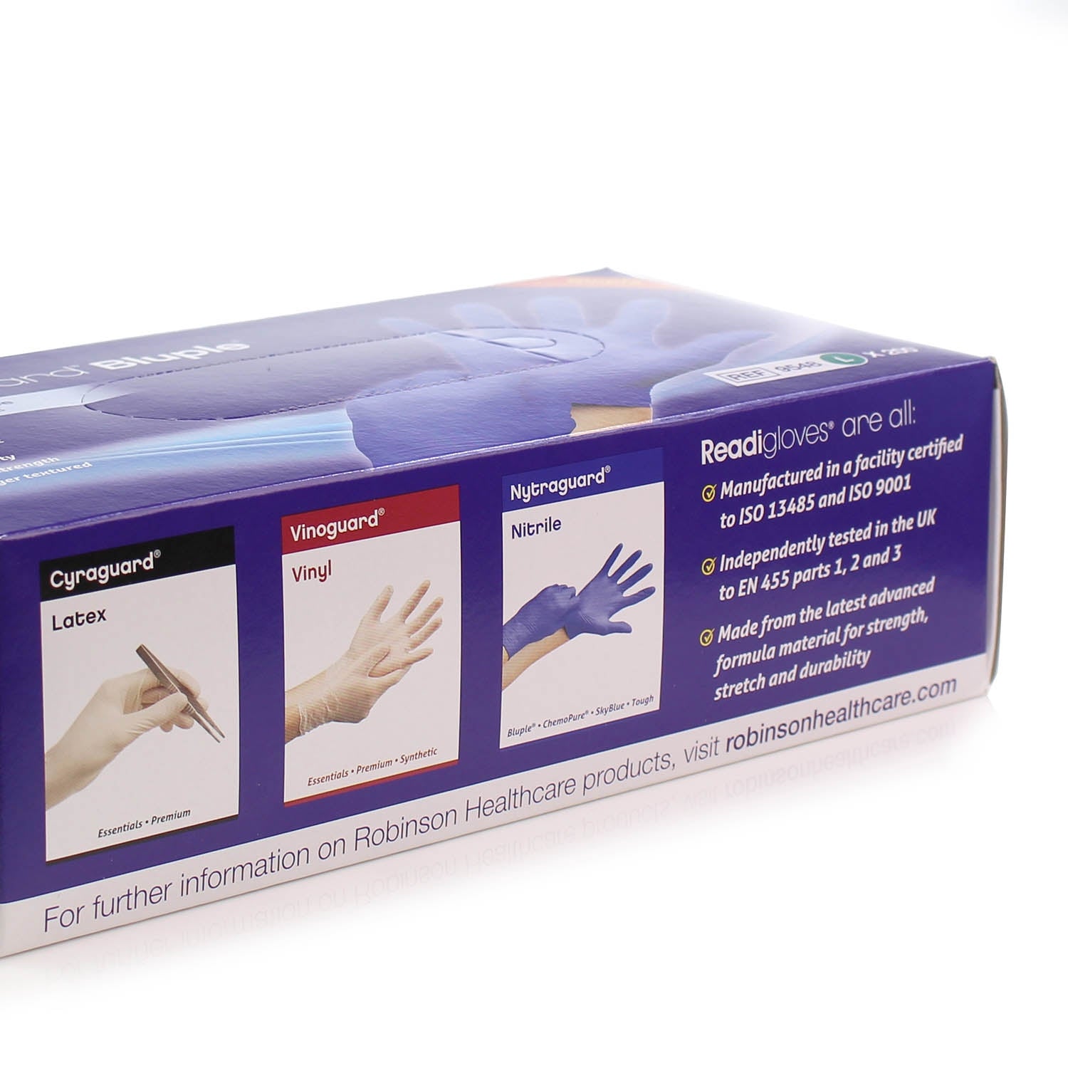 Robinsons Nytraguard Bluple Nitrile Gloves Medium x 200 [EN455 Medical Grade] - Robinsons