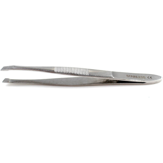 Tweezers 9cm Polished Steel - Oblique End - Qasco