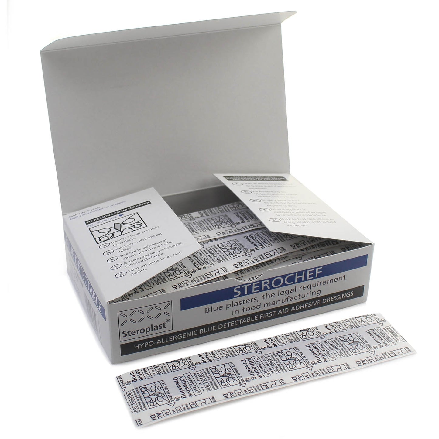 Sterochef Blue Detectable Washproof Plasters - Finger Extension x 50 - 