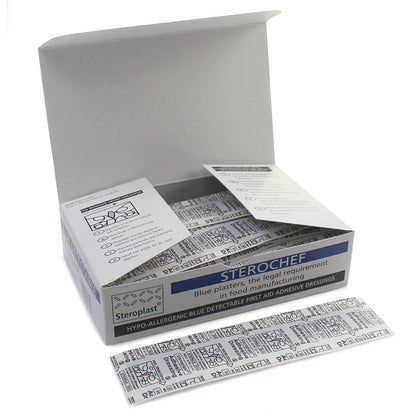 Sterochef Blue Detectable Washproof Plasters - Finger Extension x 50 - 