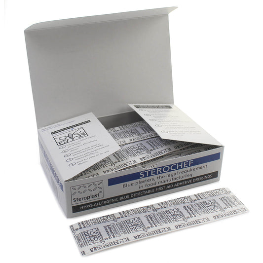 Sterochef Blue Detectable Washproof Plasters - Finger Extension x 50 - 