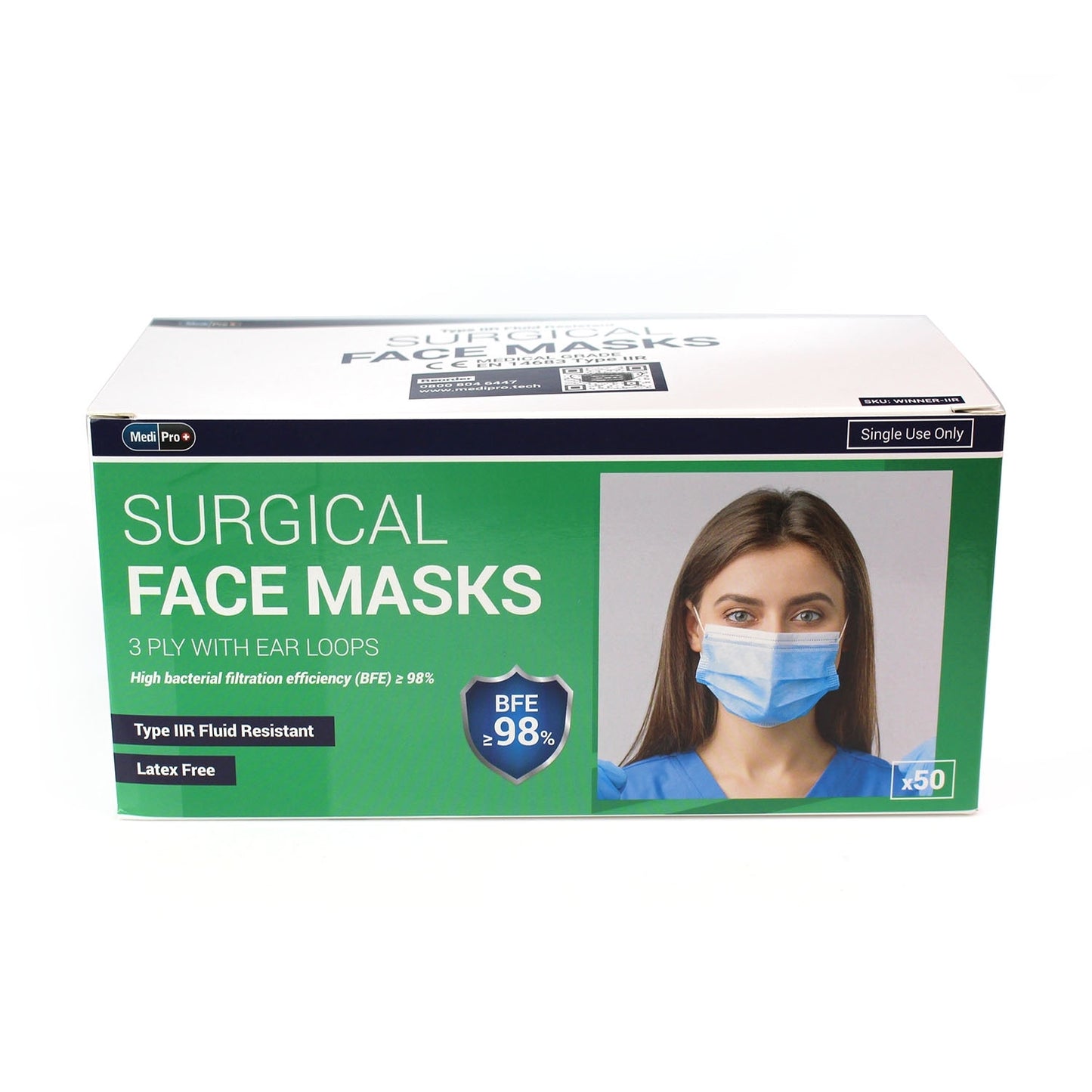 Type IIR Surgical Face Masks (Box of 50 Masks) - MediPro