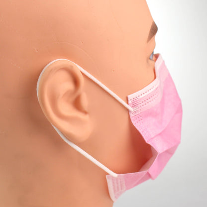 Face Masks - Type IIR with Ear Loops - Pink - Box of 50 - Breast Cancer Awareness [UK MADE] - Omnitex